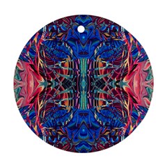 Cobalt Arabesque Round Ornament (two Sides) by kaleidomarblingart