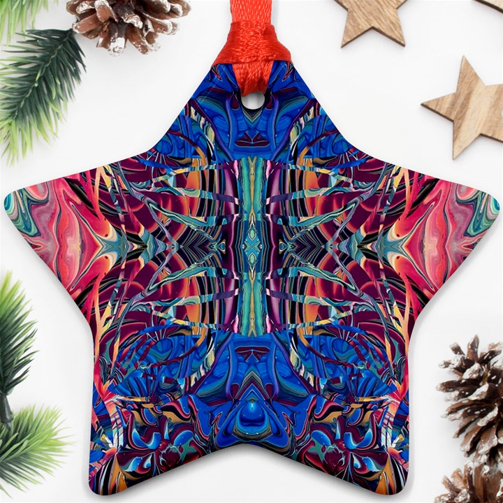 Cobalt arabesque Star Ornament (Two Sides)