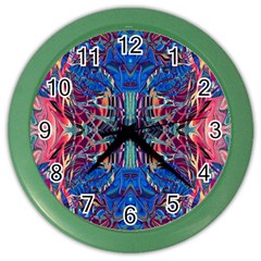 Cobalt Arabesque Color Wall Clock by kaleidomarblingart