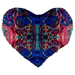 Cobalt Arabesque Large 19  Premium Heart Shape Cushions by kaleidomarblingart