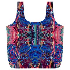 Cobalt Arabesque Full Print Recycle Bag (xxxl) by kaleidomarblingart