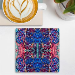 Cobalt Arabesque Uv Print Square Tile Coaster  by kaleidomarblingart