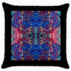 Cobalt Arabesque Throw Pillow Case (black) by kaleidomarblingart