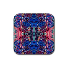 Cobalt Arabesque Rubber Coaster (square) by kaleidomarblingart