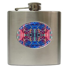 Cobalt Arabesque Hip Flask (6 Oz) by kaleidomarblingart