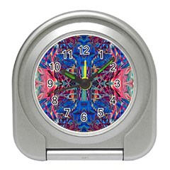 Cobalt Arabesque Travel Alarm Clock by kaleidomarblingart