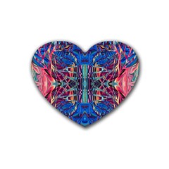 Cobalt Arabesque Rubber Coaster (heart) by kaleidomarblingart