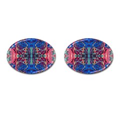 Cobalt Arabesque Cufflinks (oval) by kaleidomarblingart