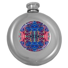 Cobalt Arabesque Round Hip Flask (5 Oz) by kaleidomarblingart