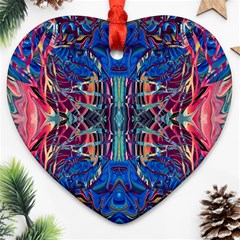 Cobalt Arabesque Heart Ornament (two Sides) by kaleidomarblingart