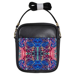 Cobalt Arabesque Girls Sling Bag by kaleidomarblingart