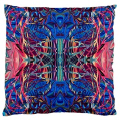 Cobalt Arabesque Large Cushion Case (two Sides) by kaleidomarblingart