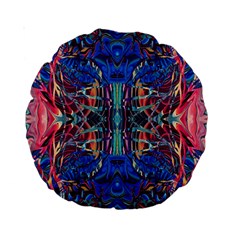 Cobalt Arabesque Standard 15  Premium Round Cushions by kaleidomarblingart