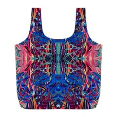 Cobalt Arabesque Full Print Recycle Bag (l) by kaleidomarblingart