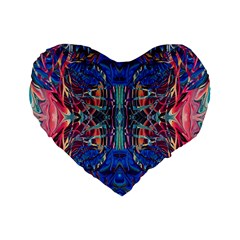 Cobalt Arabesque Standard 16  Premium Flano Heart Shape Cushions by kaleidomarblingart