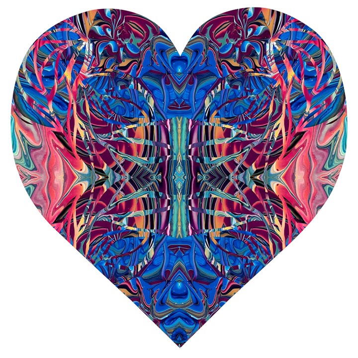 Cobalt arabesque Wooden Puzzle Heart