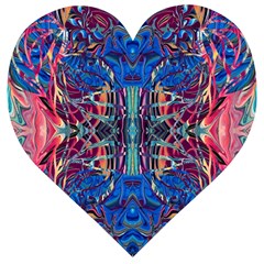 Cobalt Arabesque Wooden Puzzle Heart by kaleidomarblingart