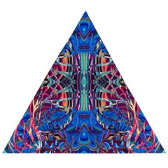 Cobalt Arabesque Wooden Puzzle Triangle by kaleidomarblingart