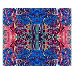 Cobalt Arabesque One Side Premium Plush Fleece Blanket (small) by kaleidomarblingart