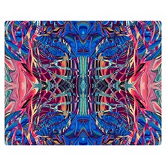 Cobalt Arabesque One Side Premium Plush Fleece Blanket (medium) by kaleidomarblingart