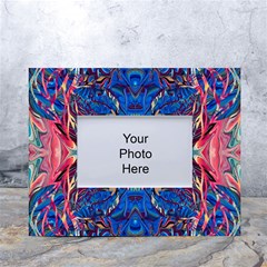 Cobalt Arabesque White Tabletop Photo Frame 4 x6  by kaleidomarblingart