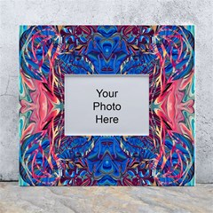 Cobalt Arabesque White Wall Photo Frame 5  X 7  by kaleidomarblingart