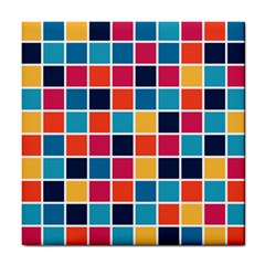 Square Plaid Checkered Pattern Tile Coaster by Ravend