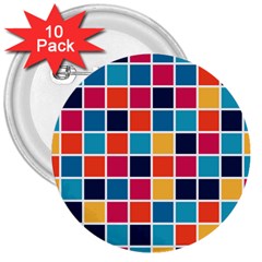 Square Plaid Checkered Pattern 3  Buttons (10 Pack)  by Ravend