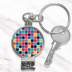 Square Plaid Checkered Pattern Nail Clippers Key Chain by Ravend