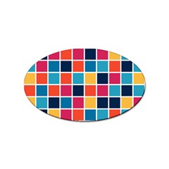 Square Plaid Checkered Pattern Sticker (oval) by Ravend