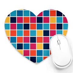 Square Plaid Checkered Pattern Heart Mousepad by Ravend