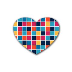 Square Plaid Checkered Pattern Rubber Coaster (heart) by Ravend