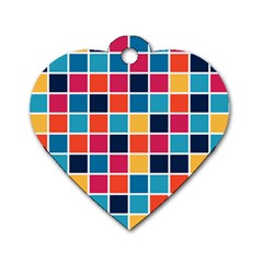 Square Plaid Checkered Pattern Dog Tag Heart (two Sides) by Ravend