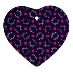 Geometric Pattern Retro Style Ornament (heart)