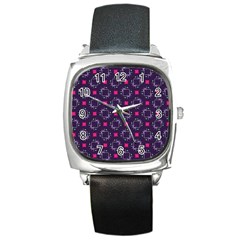 Geometric Pattern Retro Style Square Metal Watch by Ravend