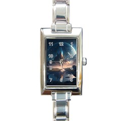 Space Planet Universe Galaxy Moon Rectangle Italian Charm Watch by Ravend