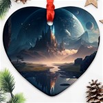 Space Planet Universe Galaxy Moon Ornament (Heart) Front