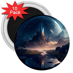 Space Planet Universe Galaxy Moon 3  Magnets (10 Pack)  by Ravend