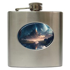 Space Planet Universe Galaxy Moon Hip Flask (6 Oz) by Ravend