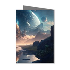 Space Planet Universe Galaxy Moon Mini Greeting Cards (pkg Of 8) by Ravend