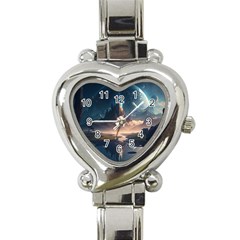 Space Planet Universe Galaxy Moon Heart Italian Charm Watch by Ravend