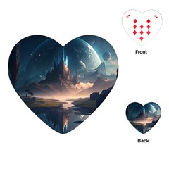 Space Planet Universe Galaxy Moon Playing Cards Single Design (heart) by Ravend