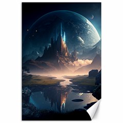 Space Planet Universe Galaxy Moon Canvas 24  X 36  by Ravend