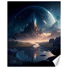 Space Planet Universe Galaxy Moon Canvas 11  X 14  by Ravend