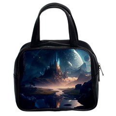 Space Planet Universe Galaxy Moon Classic Handbag (two Sides) by Ravend