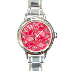 Background Peace Doodles Graphic Round Italian Charm Watch by Ravend