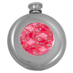 Background Peace Doodles Graphic Round Hip Flask (5 Oz) by Ravend