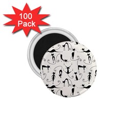 Pattern Cats Black Feline Kitten 1 75  Magnets (100 Pack)  by Ravend