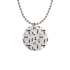 Pattern Cats Black Feline Kitten 1  Button Necklace by Ravend