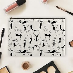 Pattern Cats Black Feline Kitten Cosmetic Bag (large) by Ravend